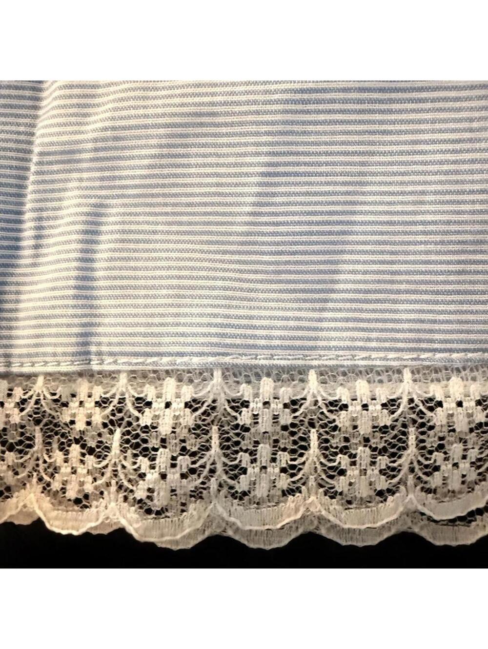 Burberry Blue Stripe Lace Trim Nightgown Size Small NWT Cotton Slip Dress - Picture 5 of 8